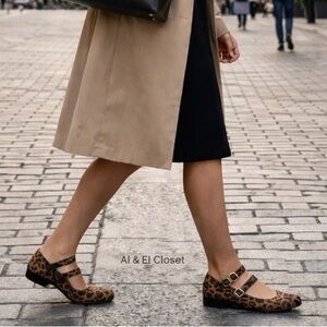 Arizona Jean Co AZ Helena Cheetah Mary Jane Flats Size 7 Leopard Print NWB